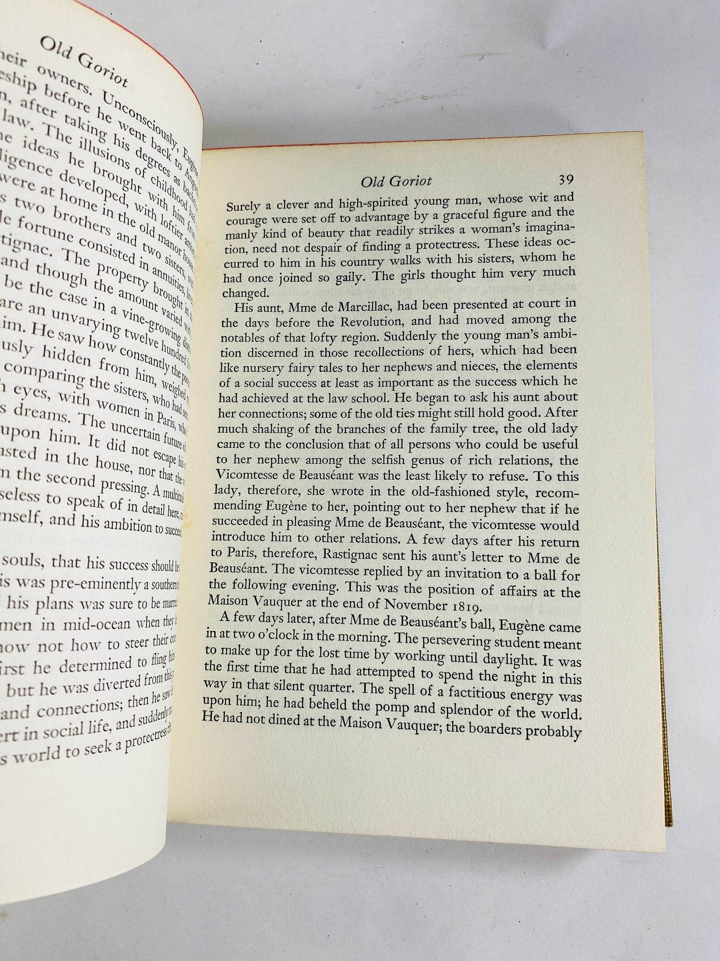 Honoré de Balzac Old Goriot Vintage beige cloth covered book circa 1946. Story of love, money, self-sacrifice, corruption, greed
