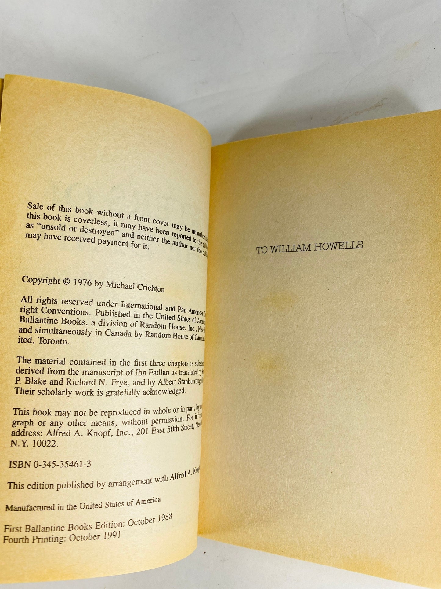 Eaters if the Dead by Michael Crichton Early PRINTING vintage paperback book circa 1991