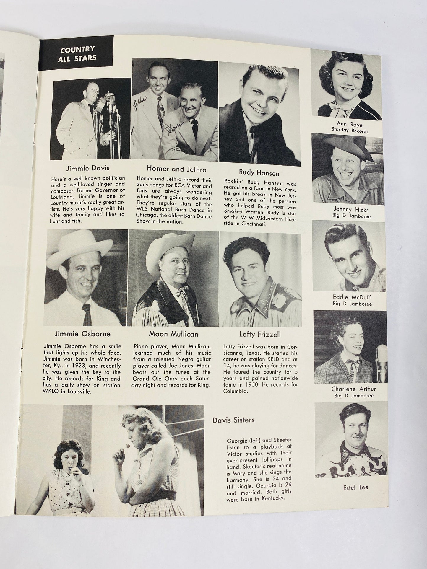 SIGNED Minnie Pearl, Earl White, Jean Shepard and more vintage autographed Country Music Scrapbook circa 1956 One of a kind collector gift!