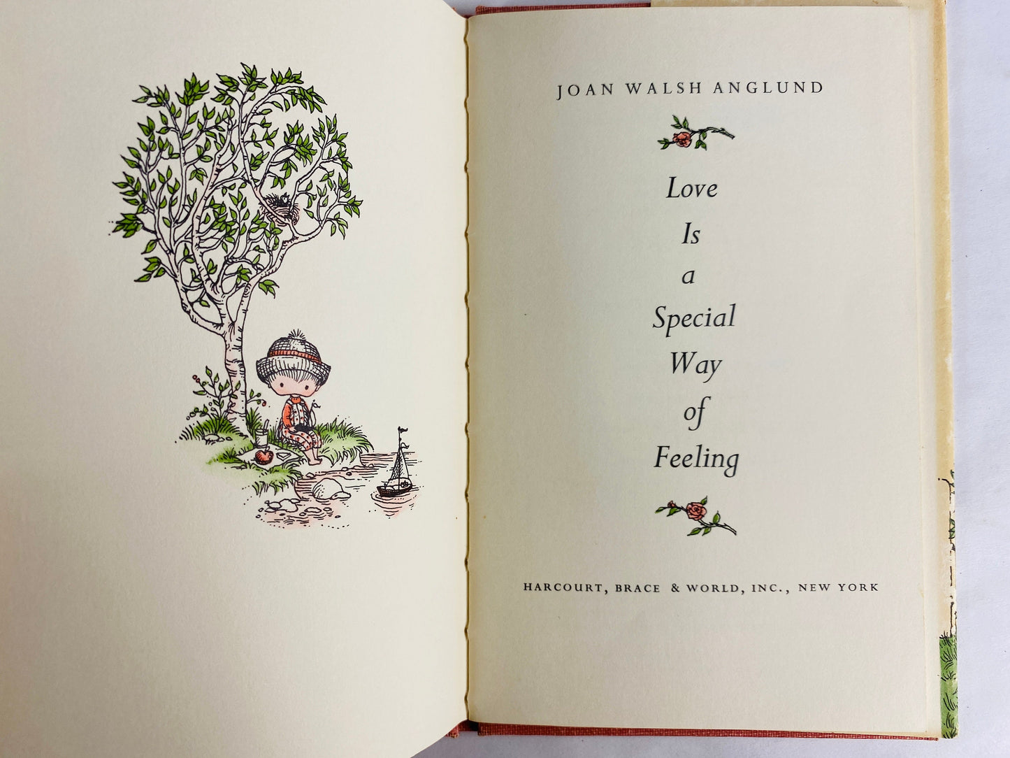 Love is a Special Way of Feeling vintage book Joan Walsh Anglund circa 1960 Sweet pink miniature small book Chanukah gift stocking stuffer