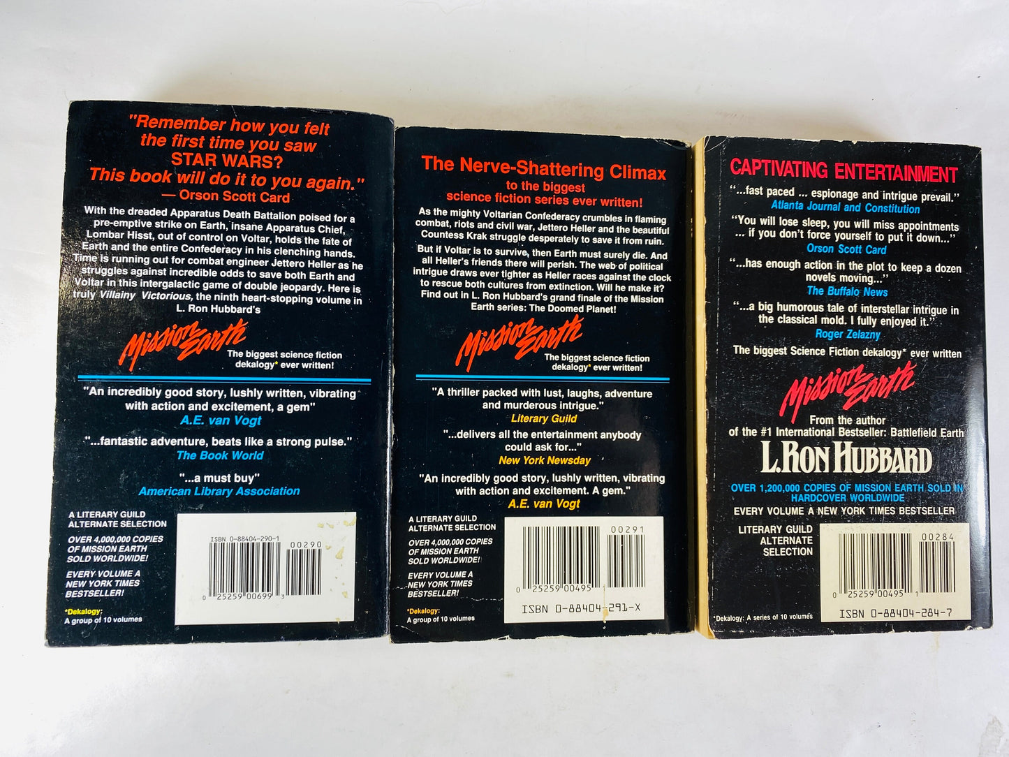 1986 Mission Earth L Ron Hubbard Enemy Within Doomed Planet Villainy Victorious FIRST Printing vintage paperback book lot