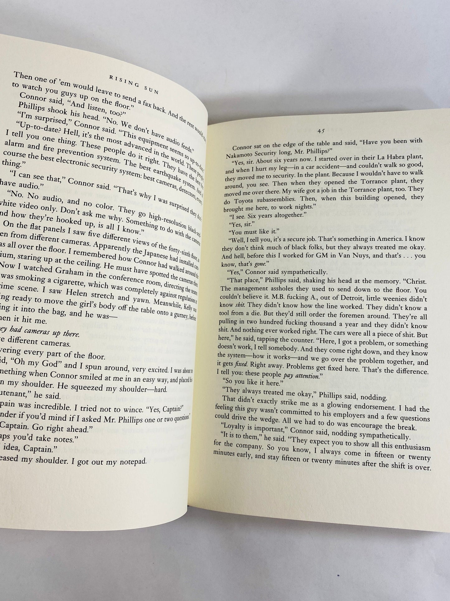 Rising Sun by Michael Crichton vintage book circa 1992 set in Japan where business moguls compete for control of the electronics industry.