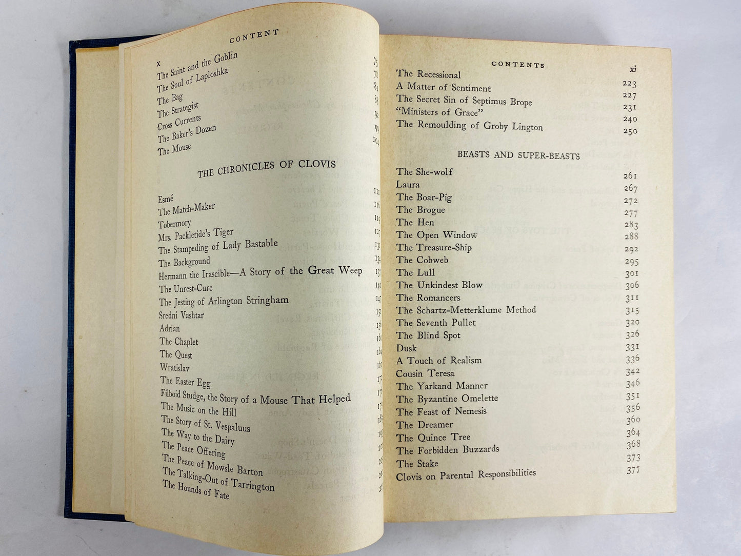 Short Stories of Saki Modern Library book circa 1930 HM Munro Master of the short story. Parody. Indigo Blue bookshelf decor
