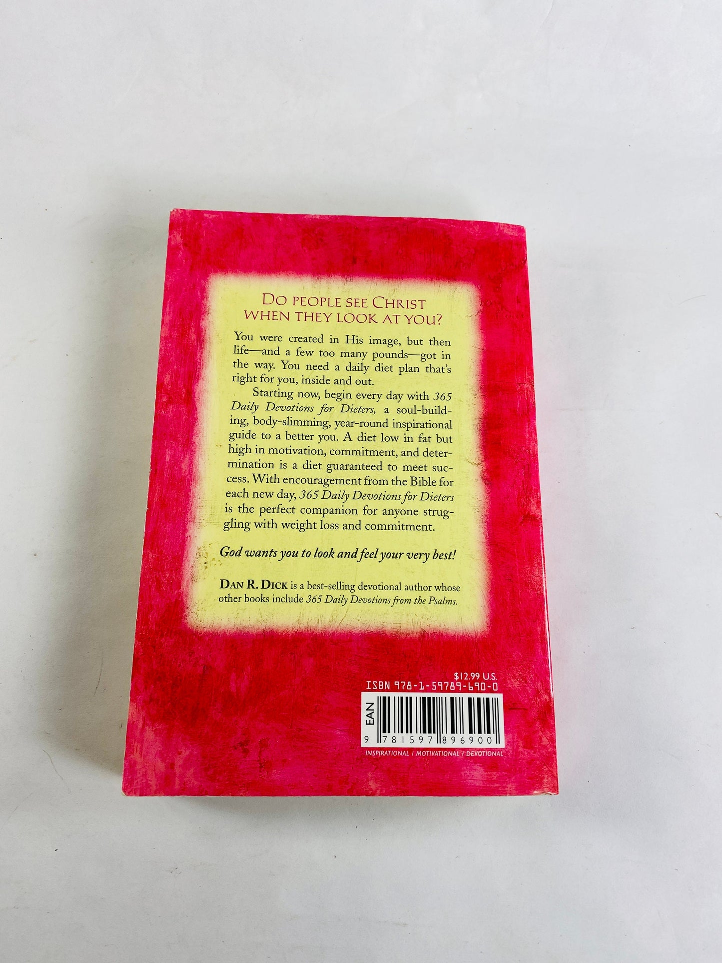 Daily Devotions for Dieters vintage paperback book with Christian inspirations for weight loss and strength motivation.