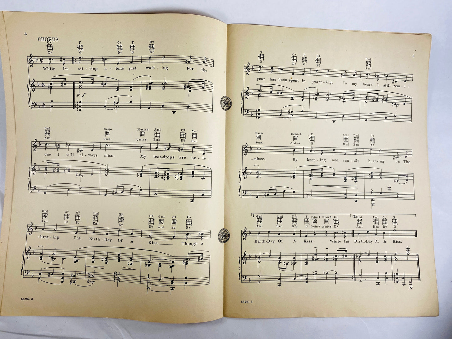 1931 vintage Birthday of a Kiss sheet music Paul Francis Webster John Jacob Loeb Rudy Vallee Francis Happy Fulton