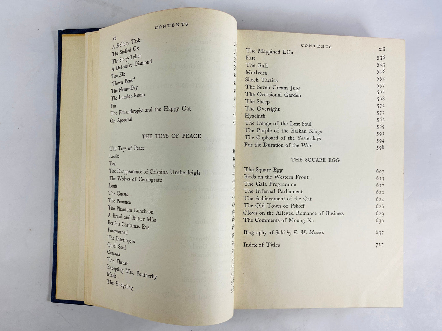 Short Stories of Saki Modern Library book circa 1930 HM Munro Master of the short story. Parody. Indigo Blue bookshelf decor