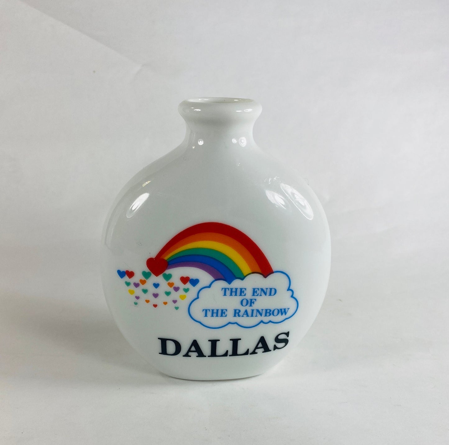 Vintage rainbow vase circa 1980 Dallas Texas Papel hand decorated Made in the USA Retro decor & nostalgia LGBTQ. New dorm home gift
