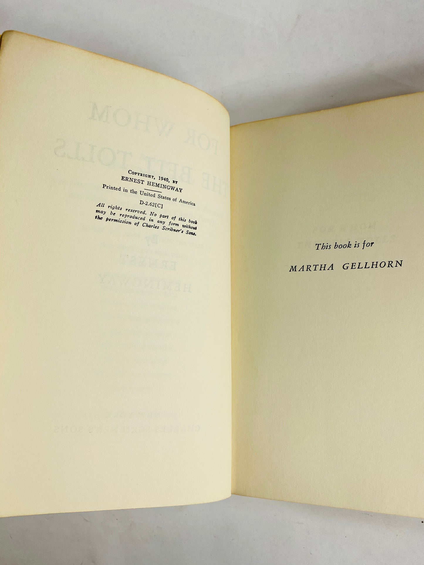 For Whom the Bell Tolls by Ernest Hemingway Vintage Scribner's Library paperback book circa 1940 Grey home office decor. Father's Day gift