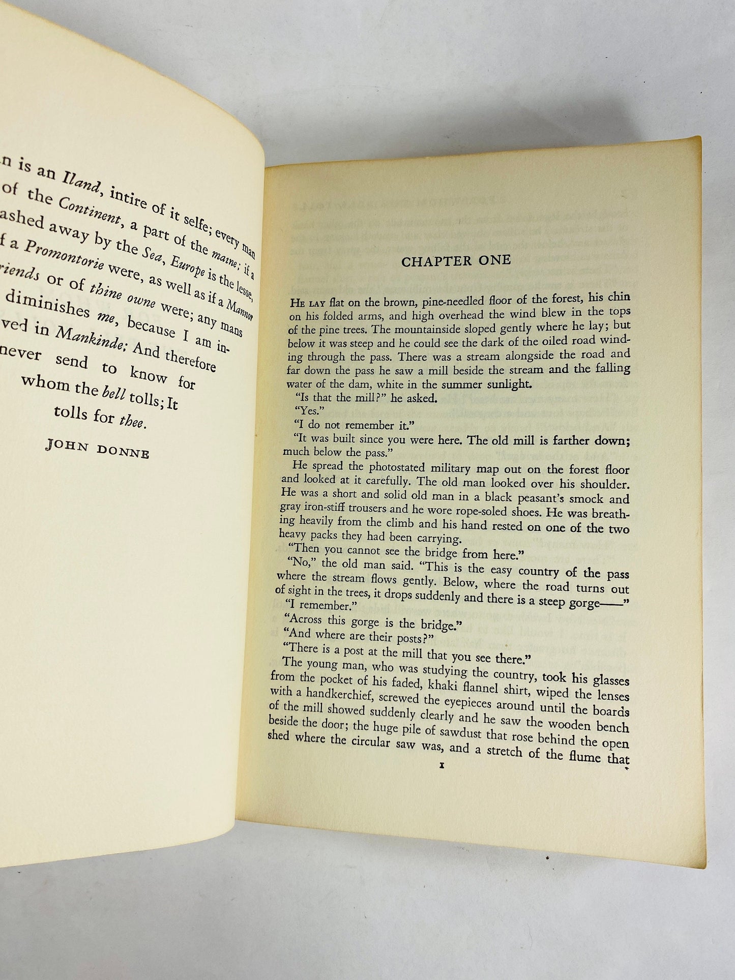 For Whom the Bell Tolls by Ernest Hemingway Vintage Scribner's Library paperback book circa 1940 Grey home office decor. Father's Day gift