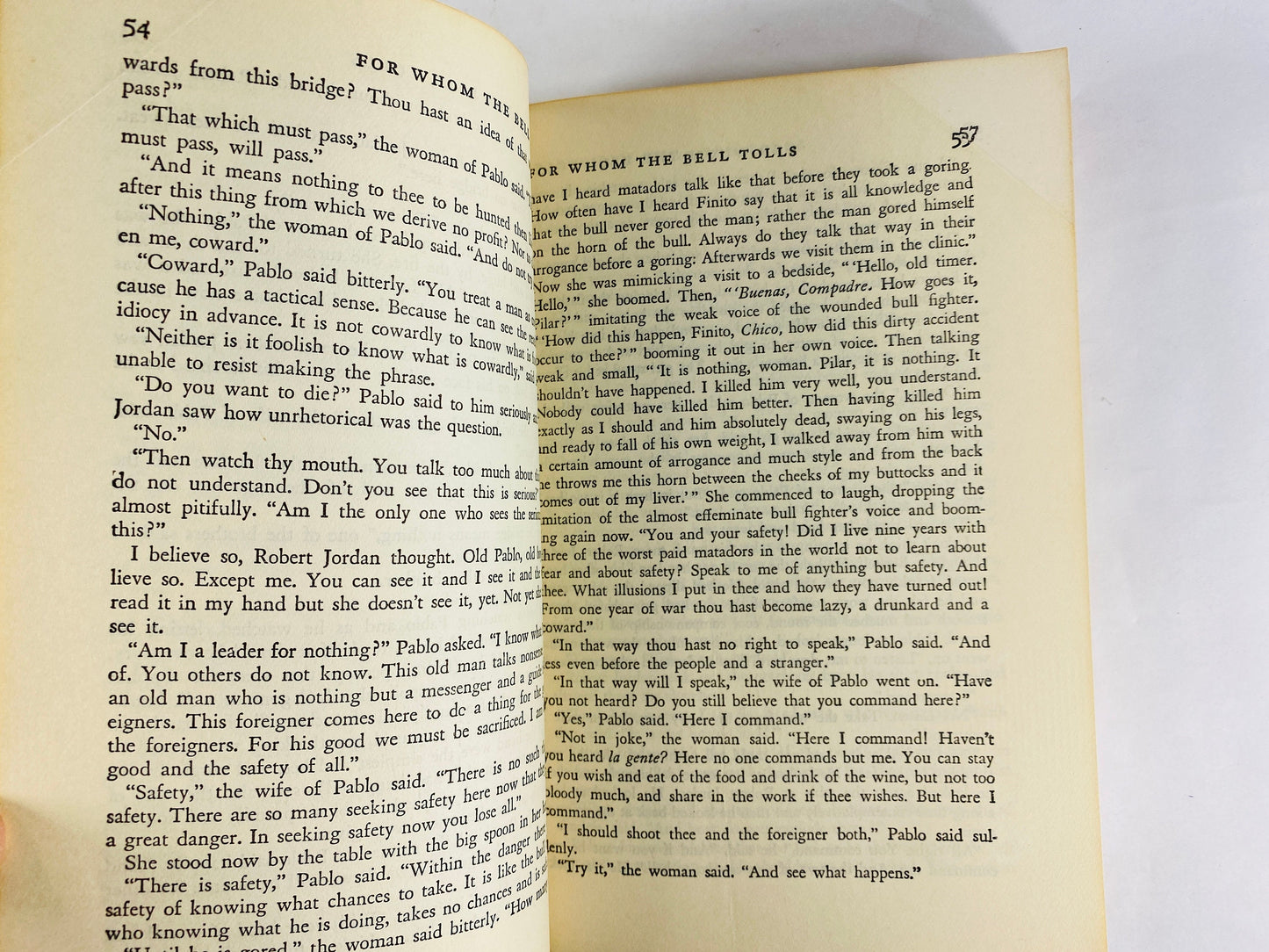 For Whom the Bell Tolls by Ernest Hemingway Vintage Scribner's Library paperback book circa 1940 Grey home office decor. Father's Day gift