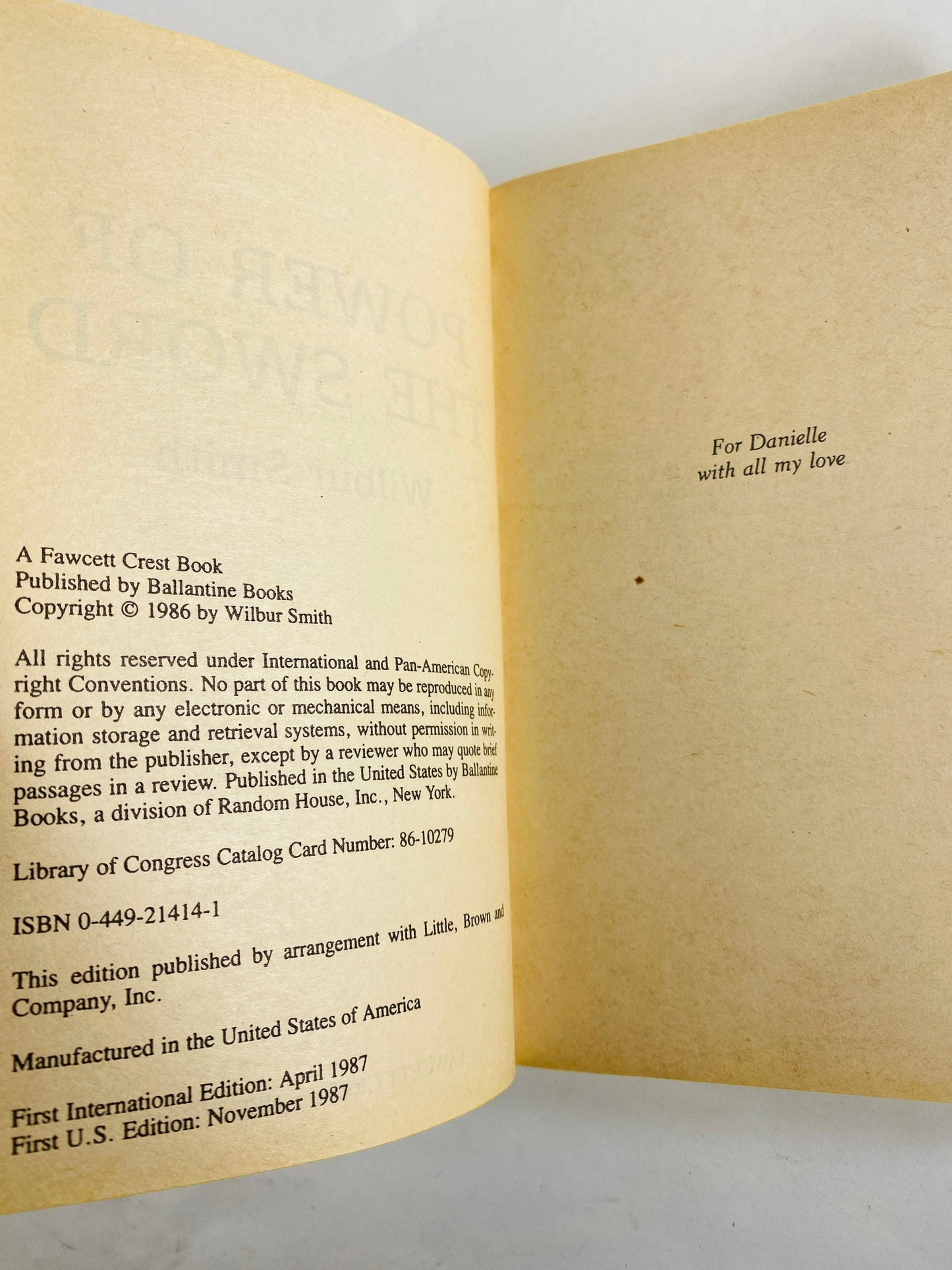 1987 Power of the Sword Vintage paperback Book war novel by Wilbur Smith military combat paperback book about World War II.