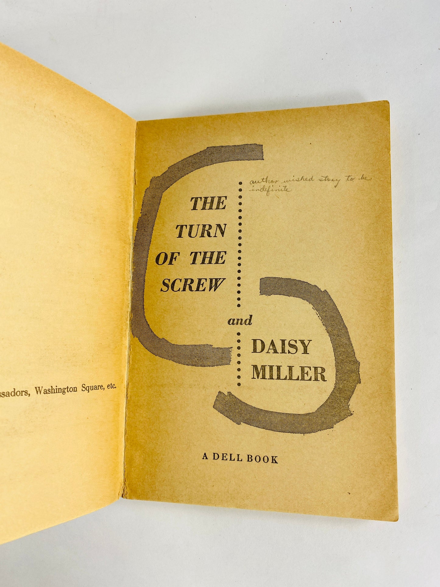 Henry James Turn of the Screw and Daisy Miller vintage Dell paperback book circa 1956 Haunting stories of Gothic supernatural ghosts