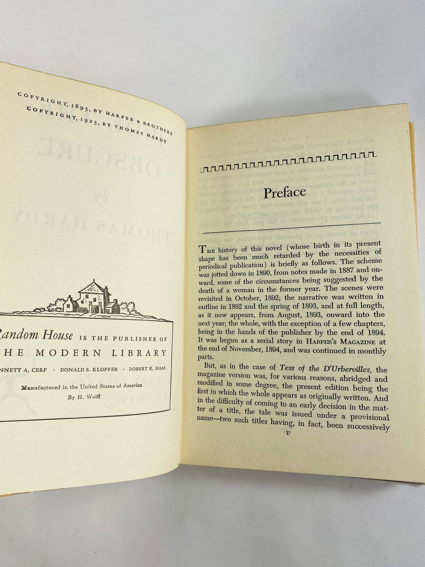 1941 Jude the Obscure by Thomas Hardy Vintage Modern Library book about a man who falls in love with a sensitive, freethinking 'New Woman'.