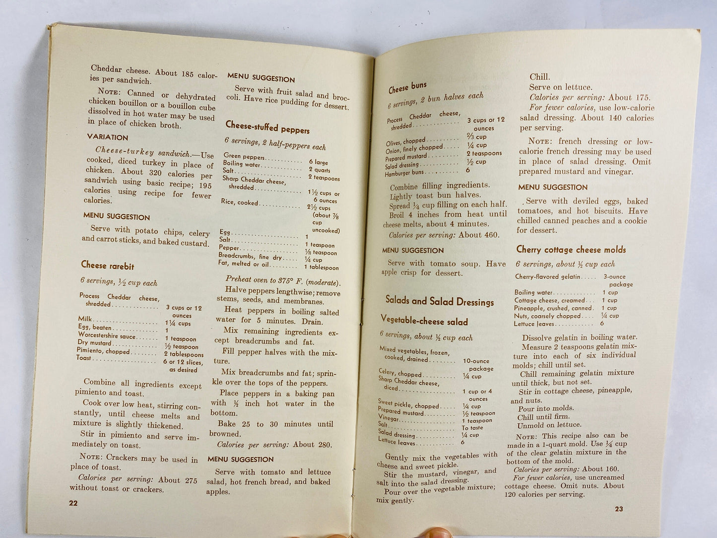 Cheese in Family Meals by USDA circa 1972 vintage collectible recipe booklet foodies Timeless kitchen retro Agriculture cheese lover gift