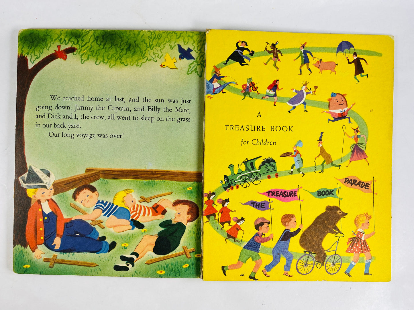 1952 Wonderful Treasure Hunt vintage children's book by Irma Wilde Oak Lane Country Day School Philadelphia Pennsylvania rainbow pirate