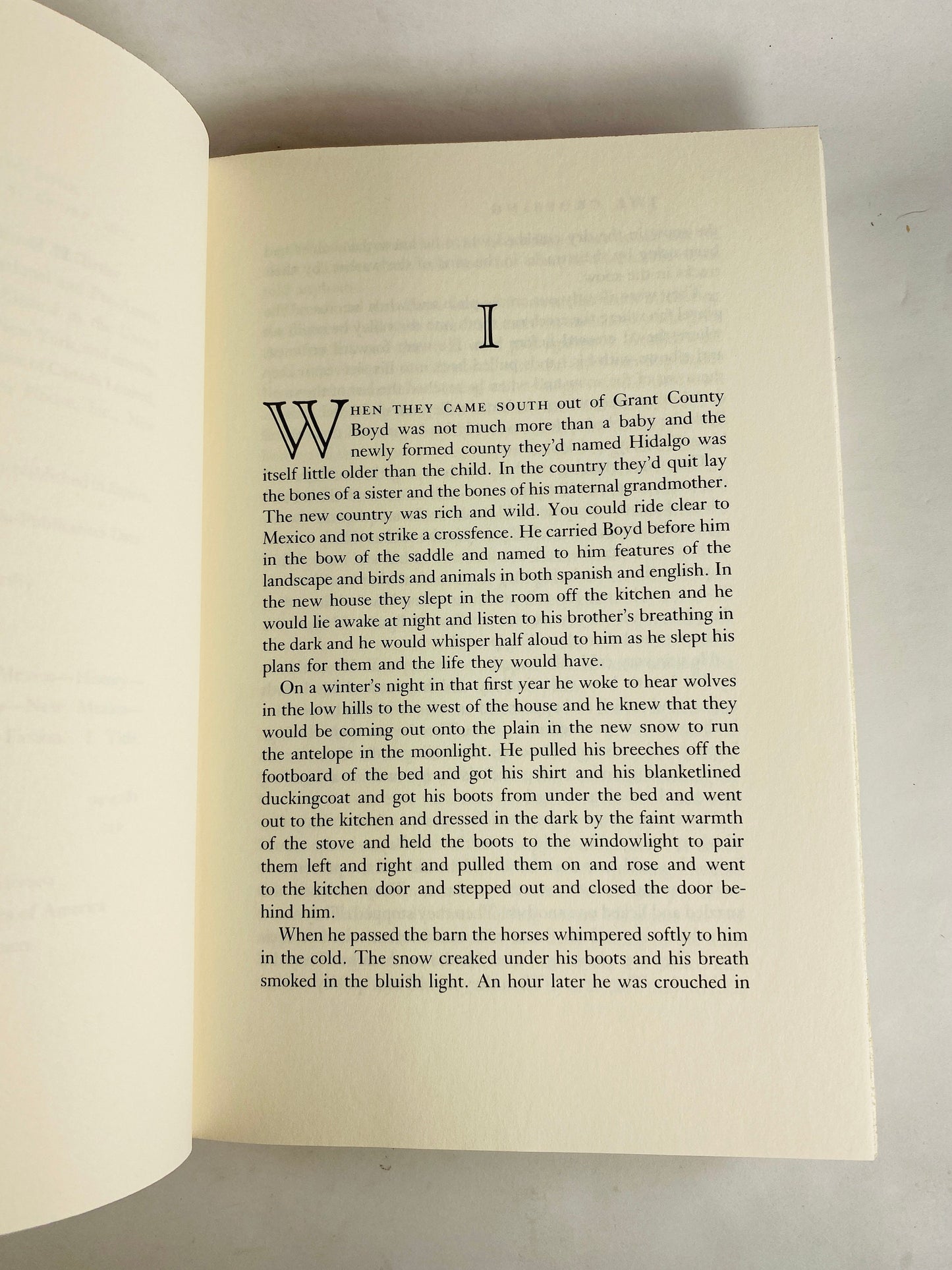 The Crossing by Cormac McCarthy Vintage book volume two of the Border Trilogy. Author of All the Pretty Horses and No Country For Old Men