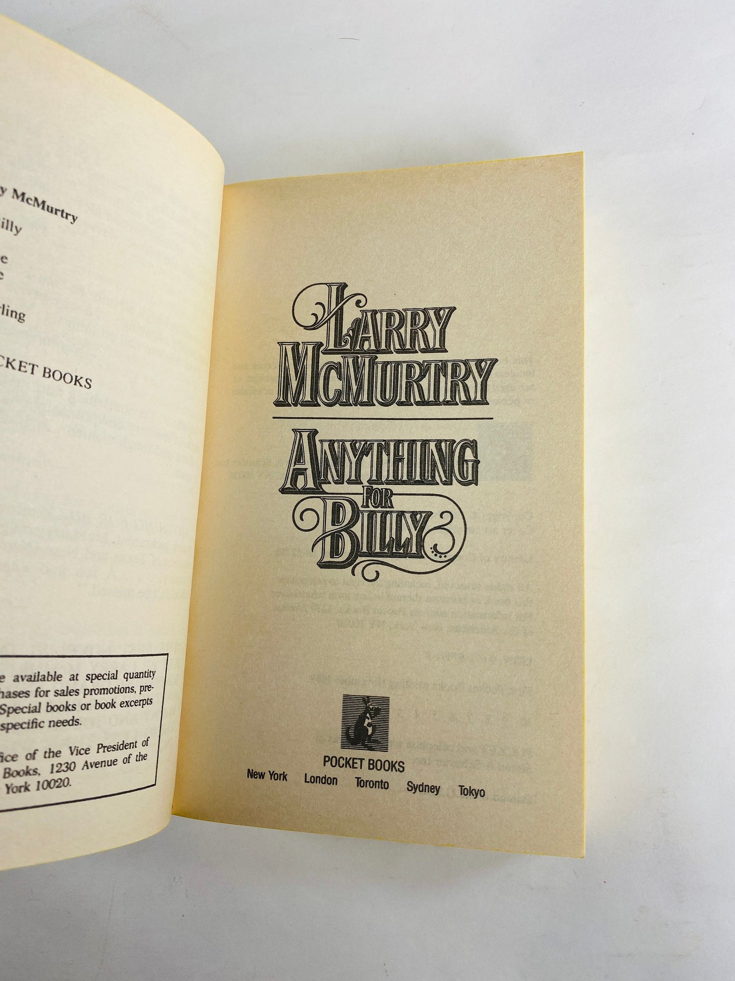 1988 Larry McMurtry Anything for Billy FIRST PRINTING vintage paperback book about Billy the Kid outlaw Texas