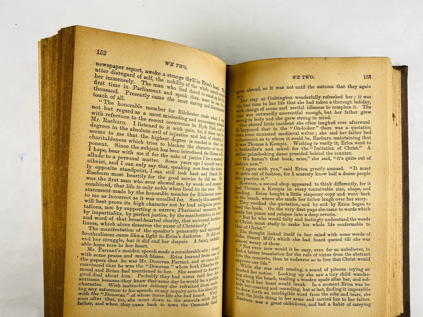 Edna Lyall We Two Ada Ellen Bayly ANTIQUE book circa 1900 about a the romance of young woman whose father is a leading atheist