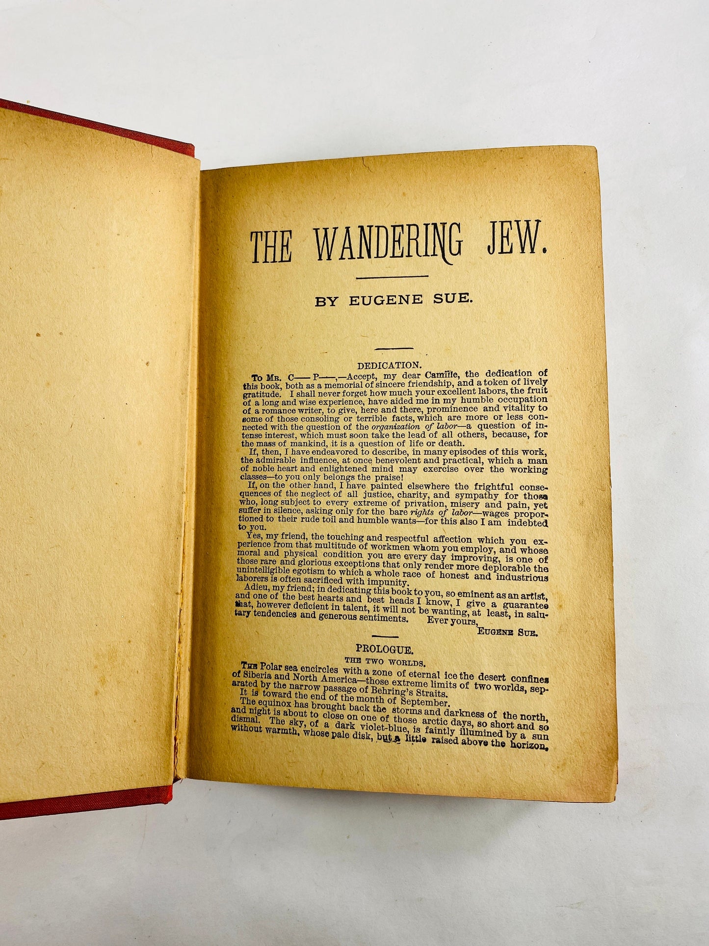 Wandering Jew volume 1 by Eugene Sue circa 1900. GORGEOUS red and gold antique decor