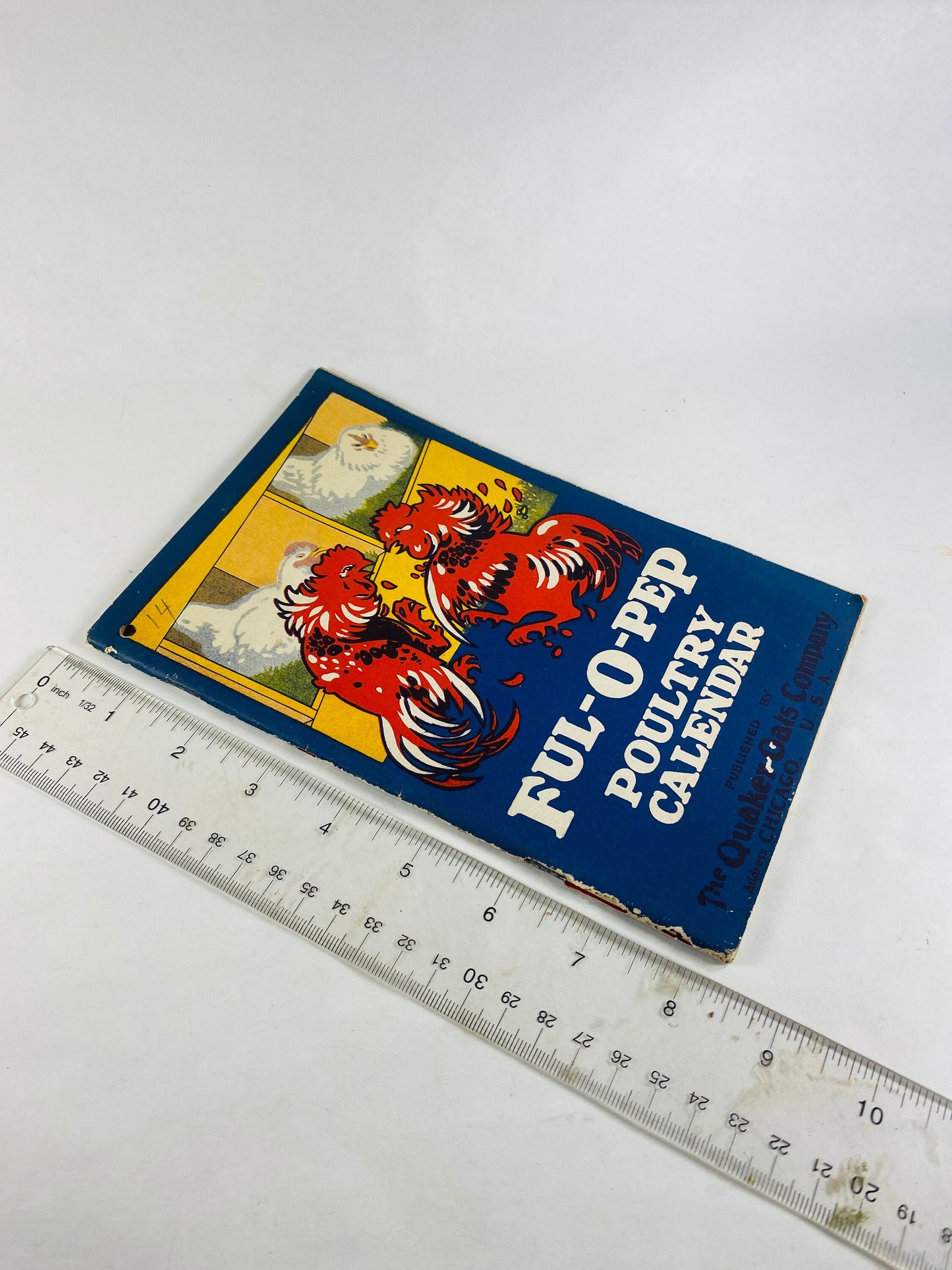 Quaker Oats poultry calendar vintage advertising booklet circa 1950 ORIGINAL collectible blue retro kitchen home decor Chicken Rooster gift