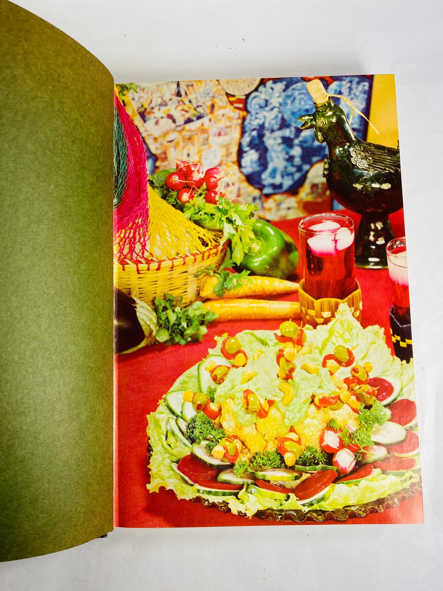 Casseroles and salads vintage Favorite Recipes of America cookbooks circa 1966 kitchen gingham covers retro Prop decor