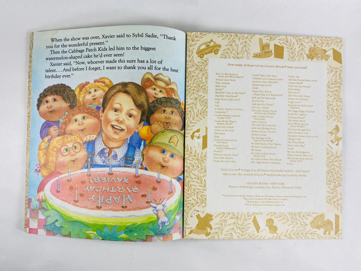 Cabbage Patch Kids vintage Little Golden Book 1980s stocking stuffer Xavier’s Birthday Surprise