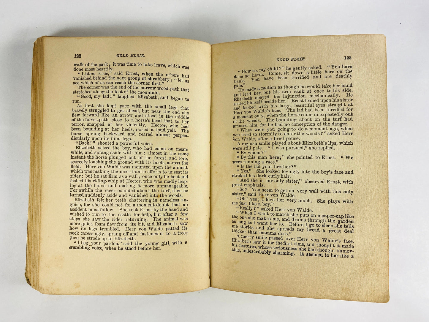 Gold Elsie vintage book by Eugenie Marlitt antique romance story of a attraction between a young woman and an older man. Poor Condition
