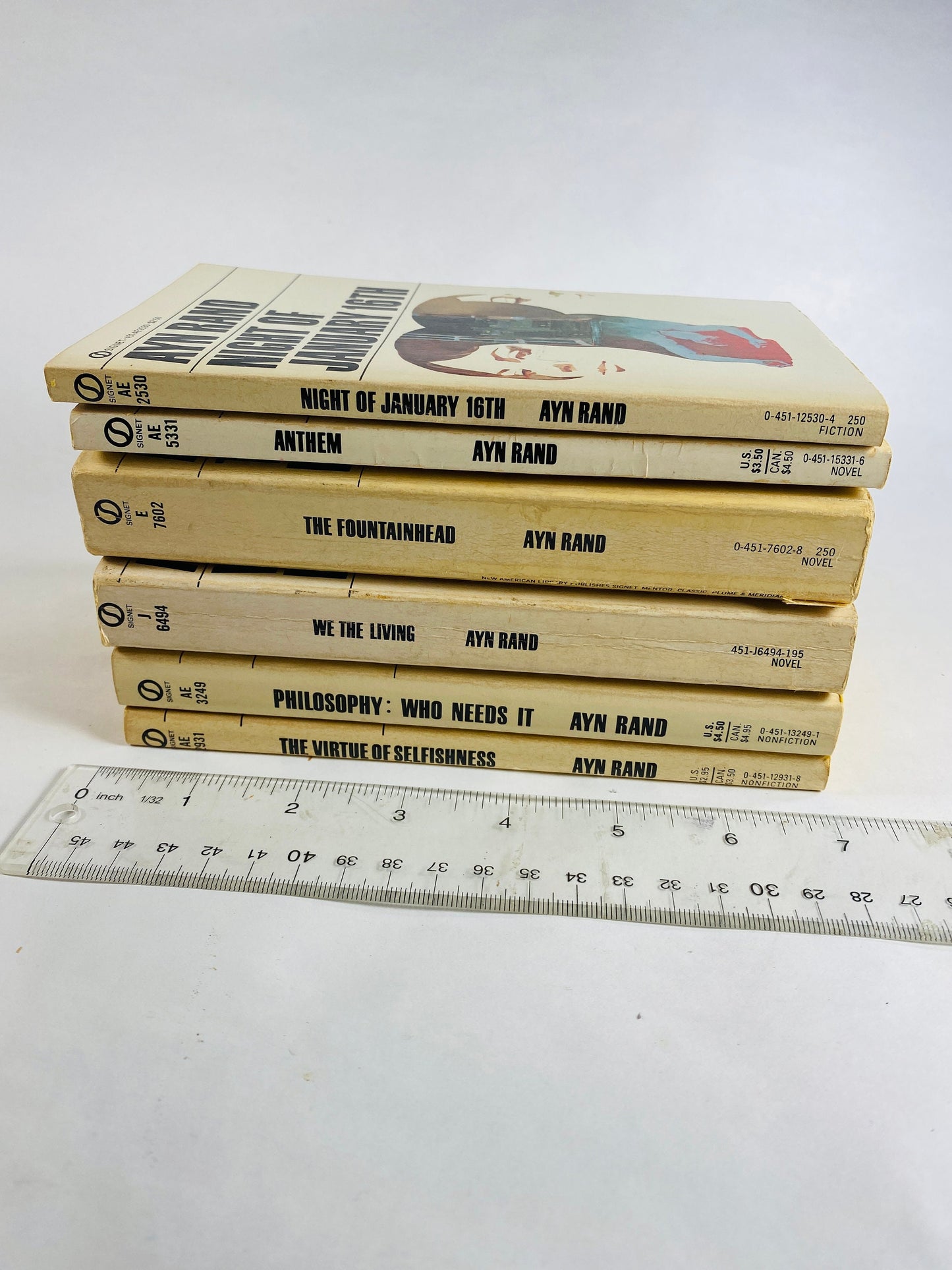 1960s Ayn Rand Fountainhead Anthem We the Living vintage Signet paperback book EARLY PRINTING philosophy Objectivism Night of January 16th
