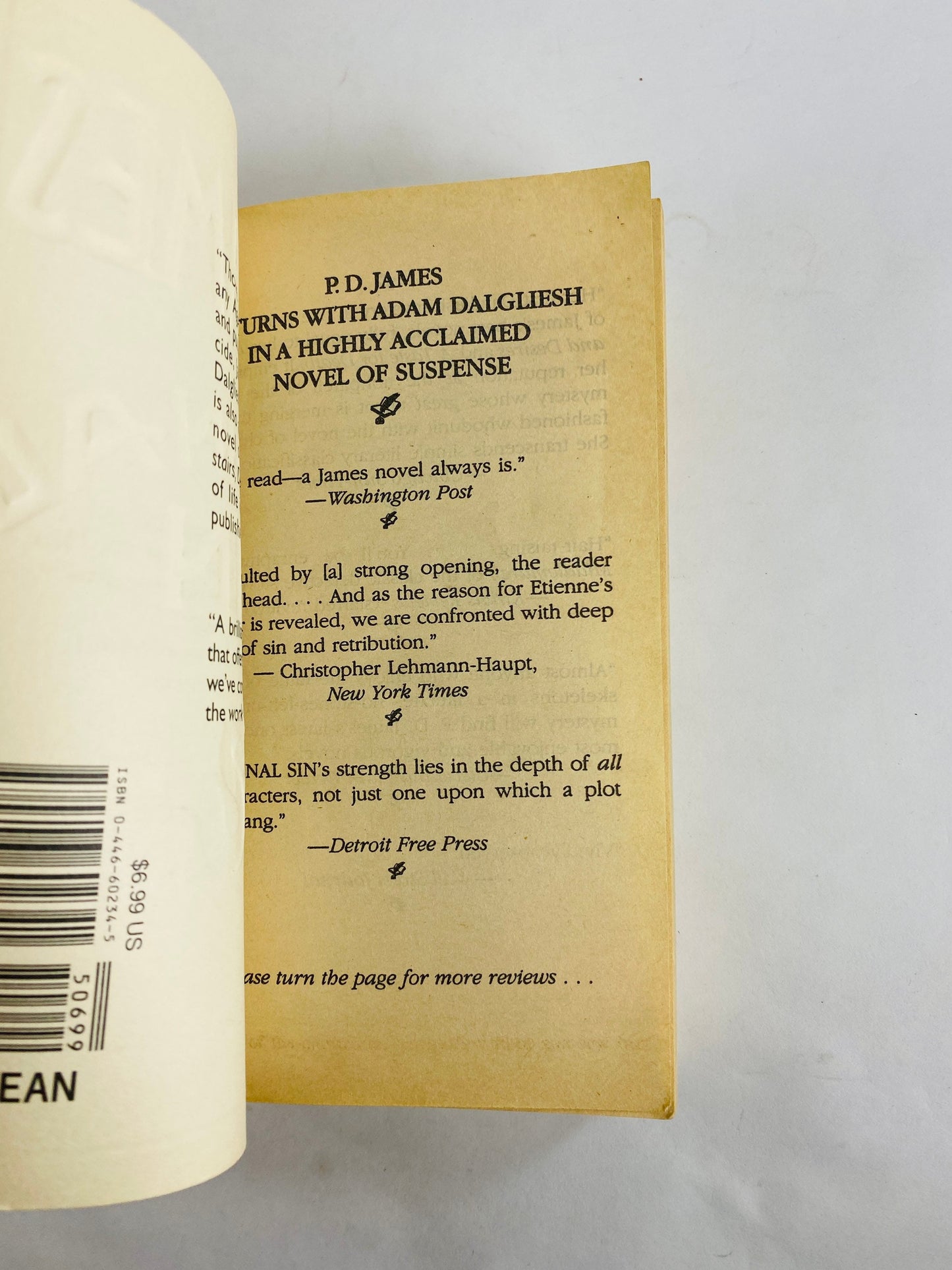 Original Sin by PD James vintage detective novel in the Adam Dalgliesh series FIRST printing paperback book circa 1996.