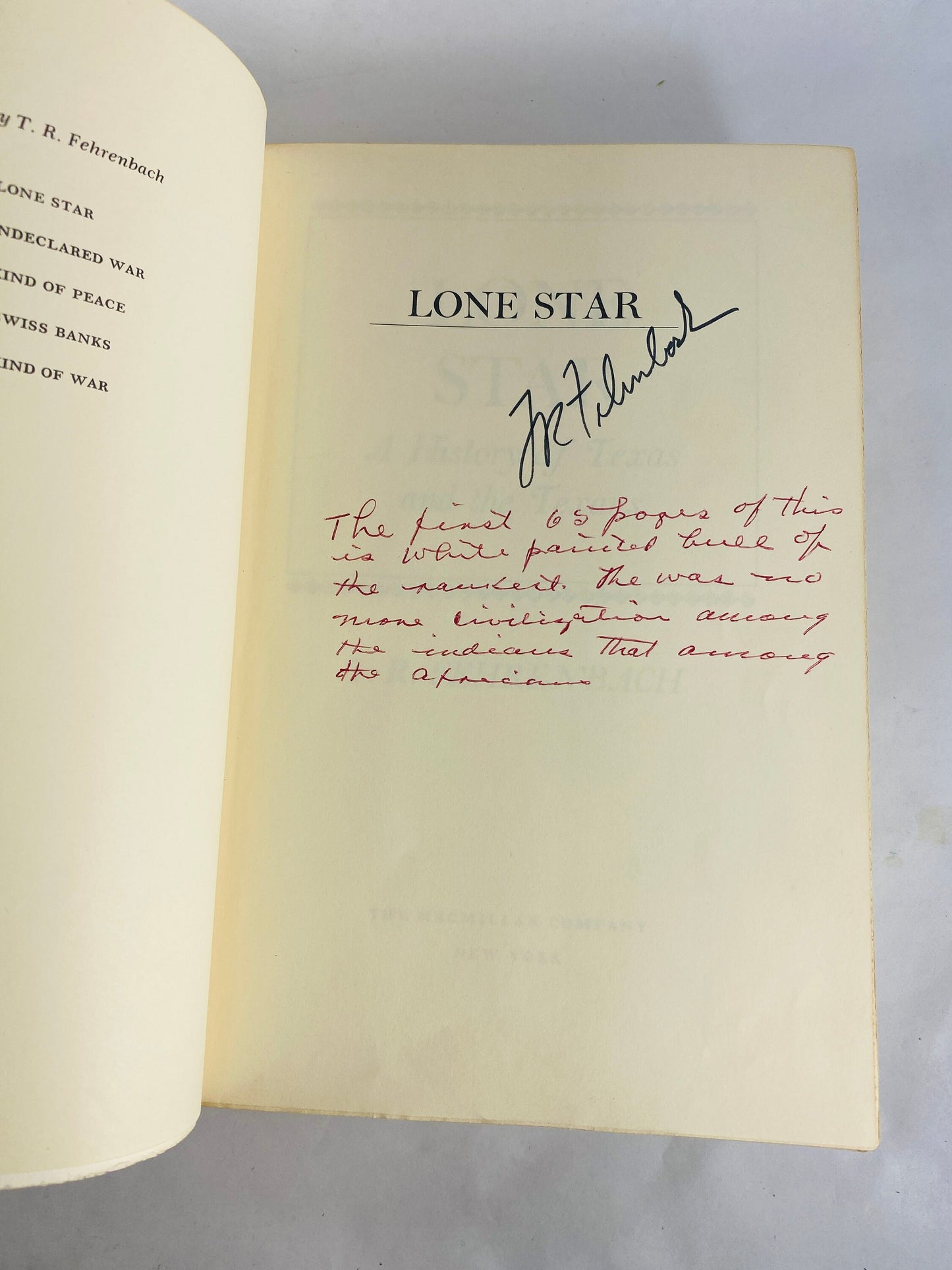 SIGNED TR Fehrenbach Lone Star vintage book History of Texas and the Texans FIRST Edition circa 1968