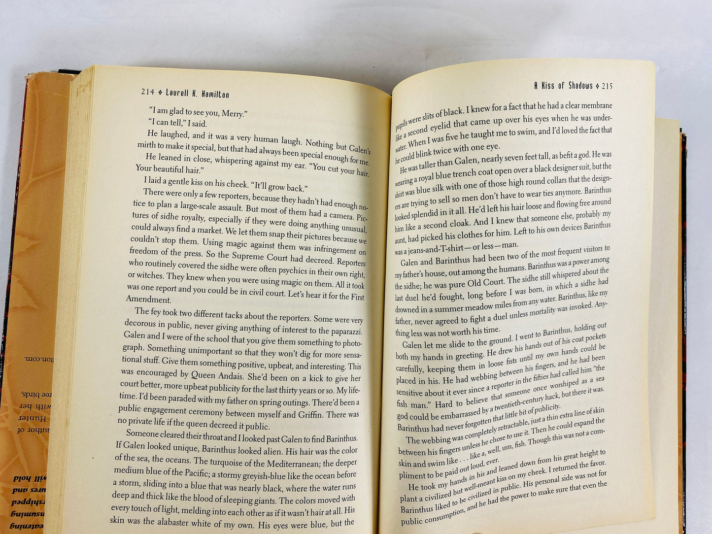 Kiss of Shadows by Laurell Hamilton vintage FIRST EDITION fantasy book circa 2000 about a part brownie, part fey, part human Faerie princess