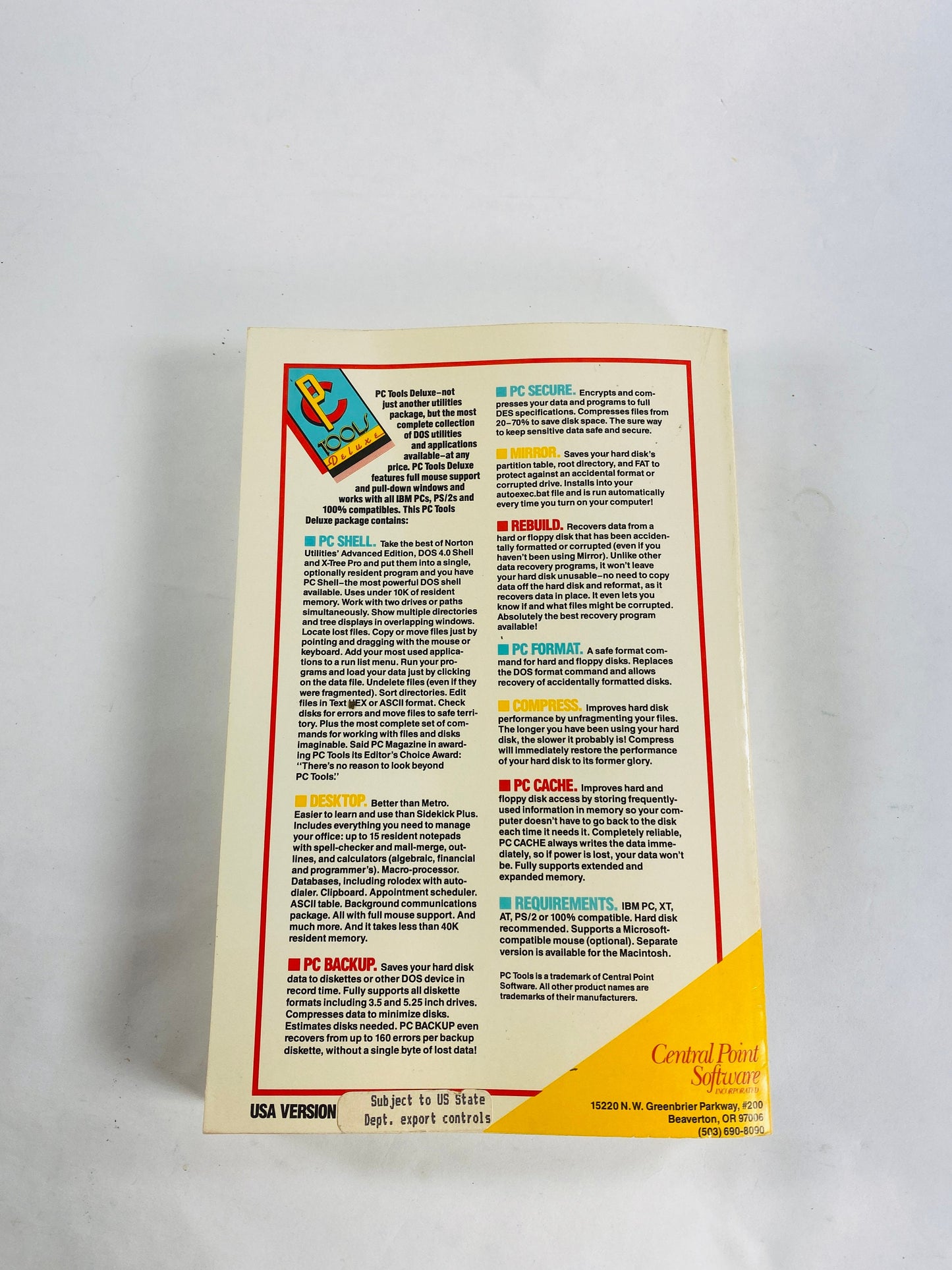 PC Tools Deluxe vintage paperback book version 5 by Central Point Software Word Perfect IBM PS/2