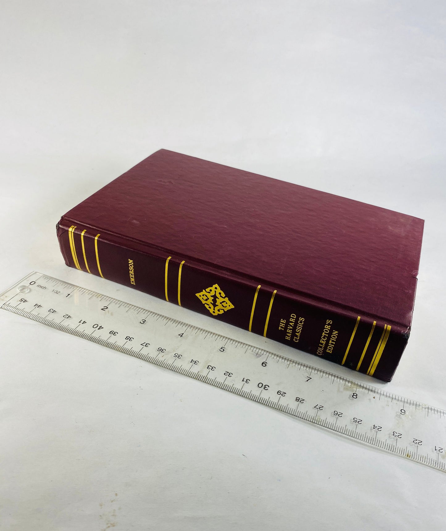 Emerson vintage Harvard Classics book philosophy maroon red with 22kt gold gilded lettering gift