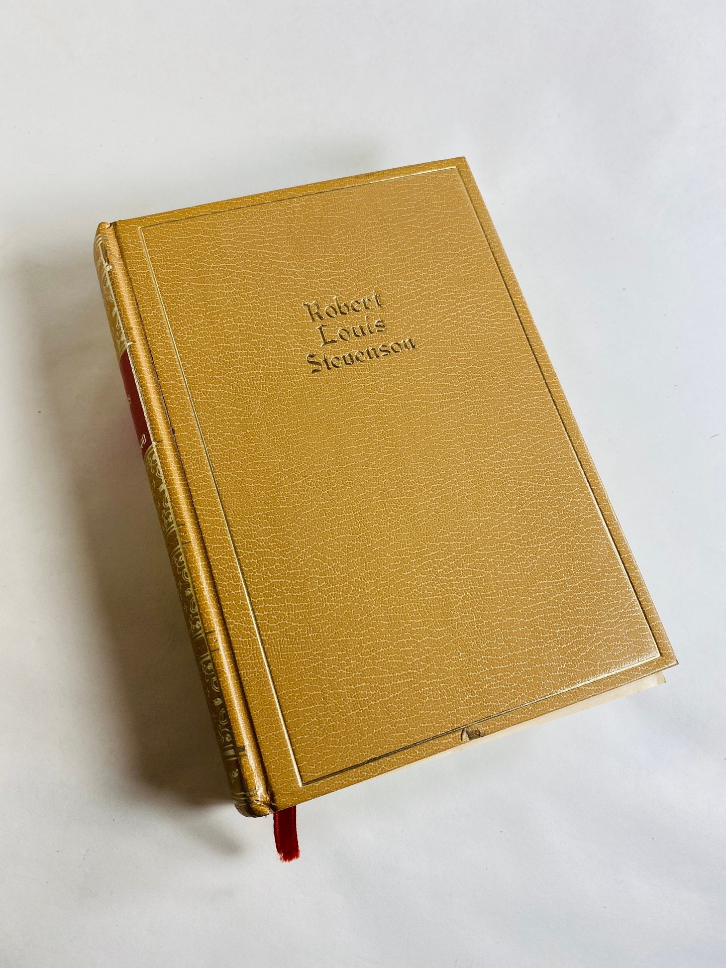 1958 Vintage book Nathaniel Hawthorne Kipling Maupassant Haggard Robert Louis Stevenson gold leaf Beige home decor