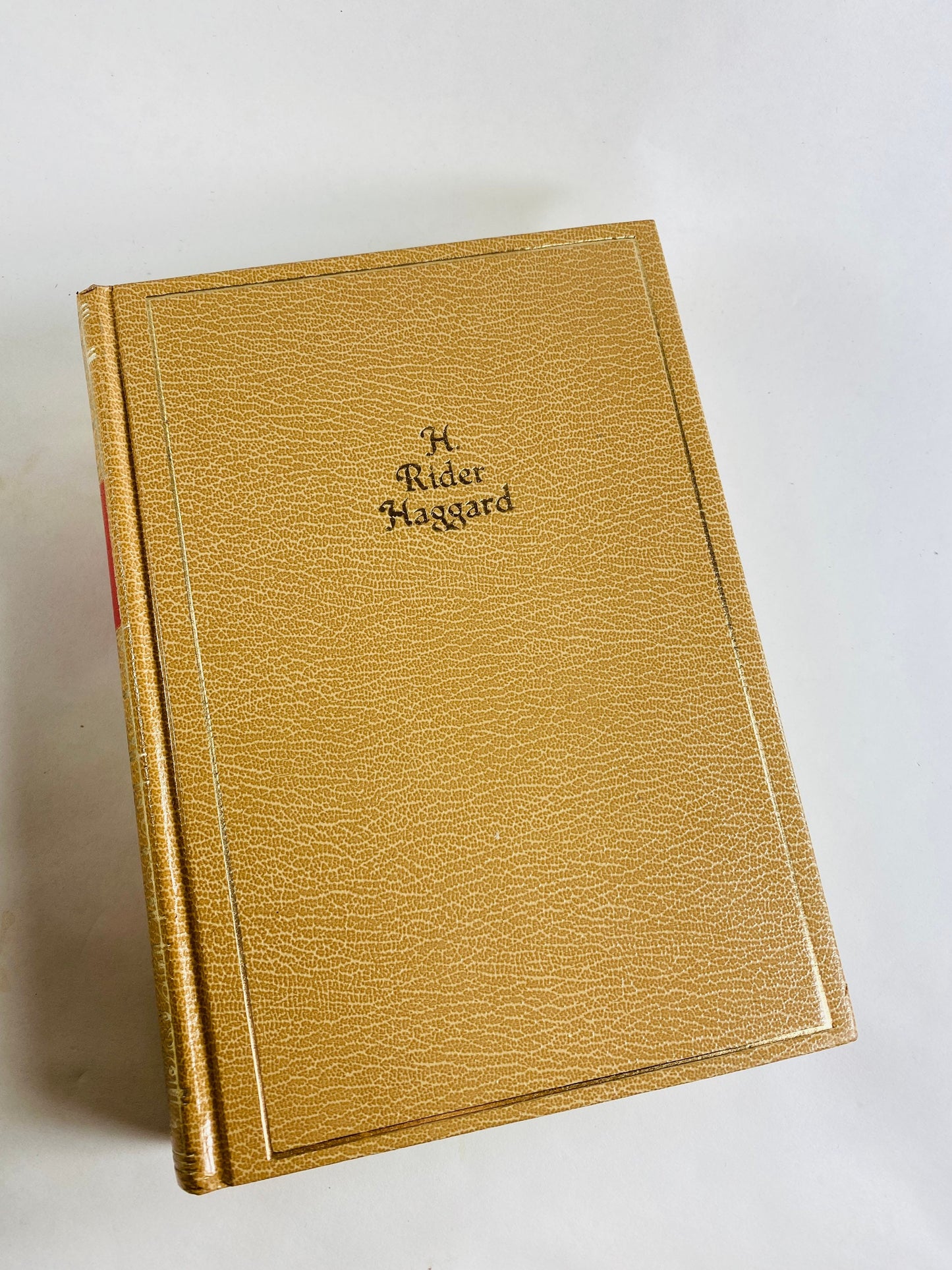 1958 Vintage book Nathaniel Hawthorne Kipling Maupassant Haggard Robert Louis Stevenson gold leaf Beige home decor