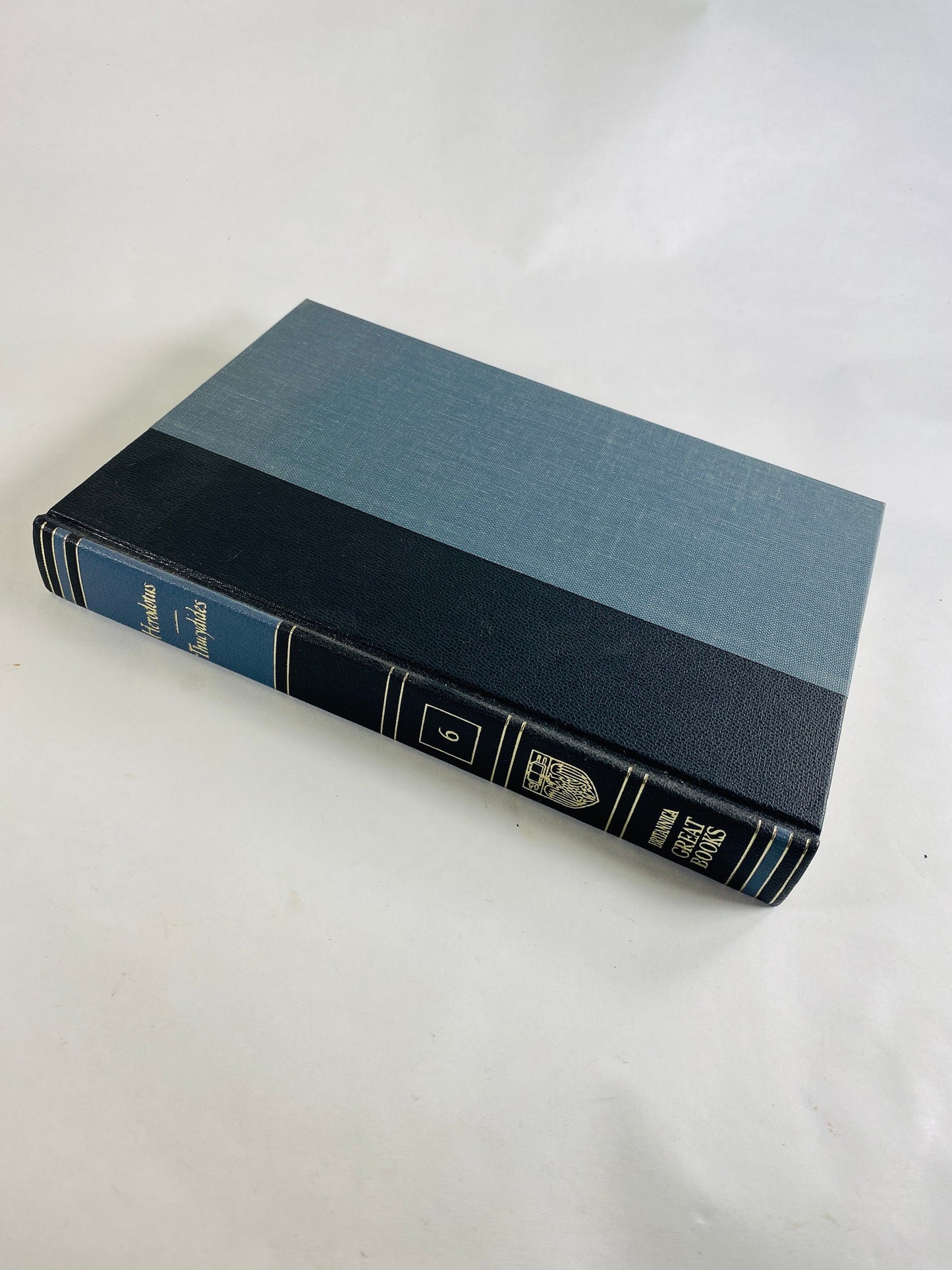 GORGEOUS vintage blue Tacitus Thucydides Herodotus Gibbon Britannica Great Books Staging bookshelf decor circa 1986