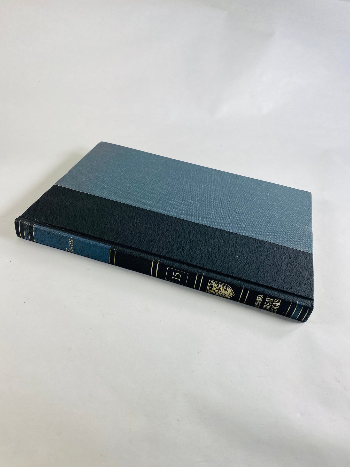 GORGEOUS vintage blue Tacitus Thucydides Herodotus Gibbon Britannica Great Books Staging bookshelf decor circa 1986