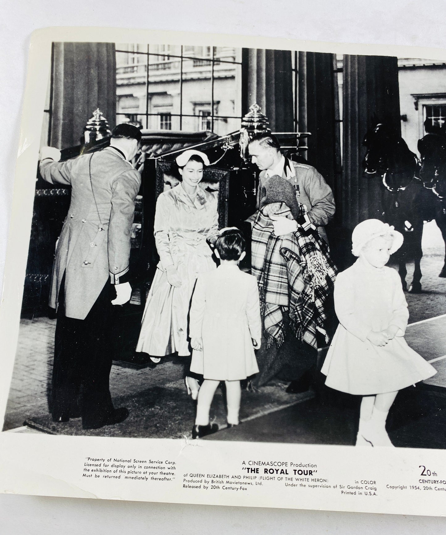 1954 Royal Tour Queen Elizabeth Prince Philip Press Litho Photo Scene still Hollywood movie memorabilia Vintage Van Heflin Charles Laughton