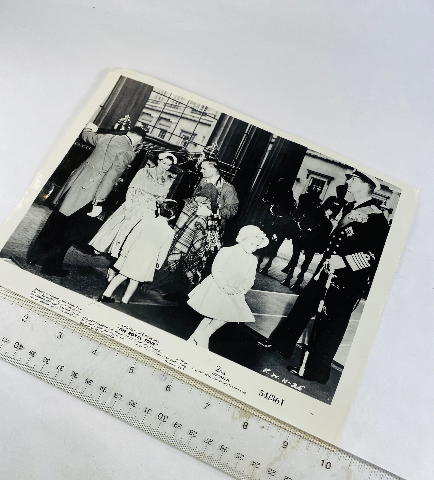 1954 Royal Tour Queen Elizabeth Prince Philip Press Litho Photo Scene still Hollywood movie memorabilia Vintage Van Heflin Charles Laughton