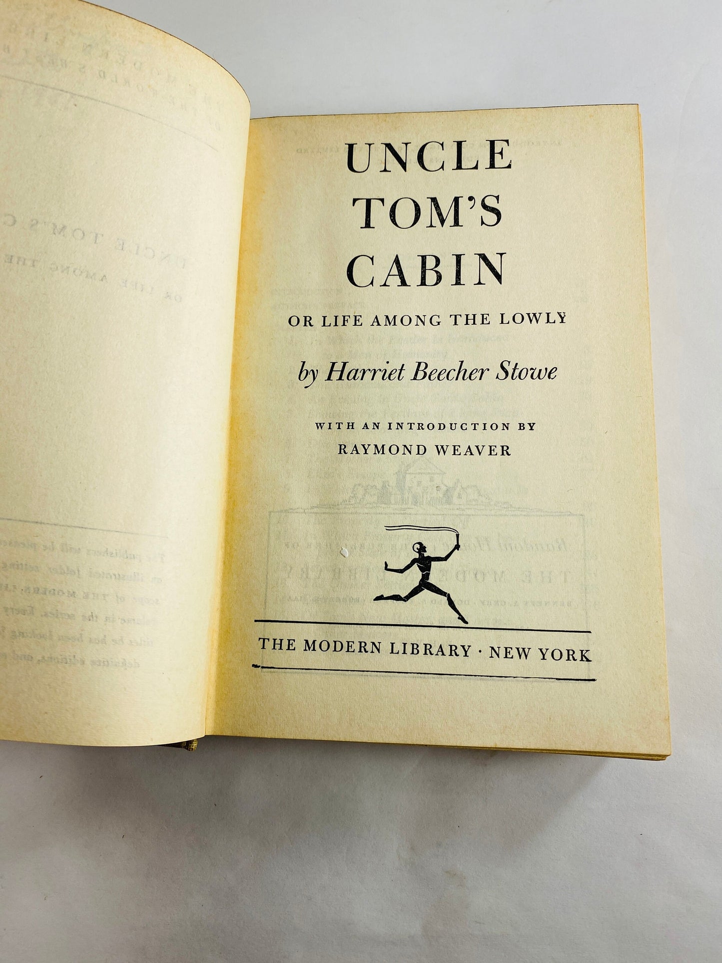 Uncle Tom's Cabin by Harriet Beecher Stowe Life Among the Lowly vintage Modern Library book Anti-slavery book circa 1938 Civil War