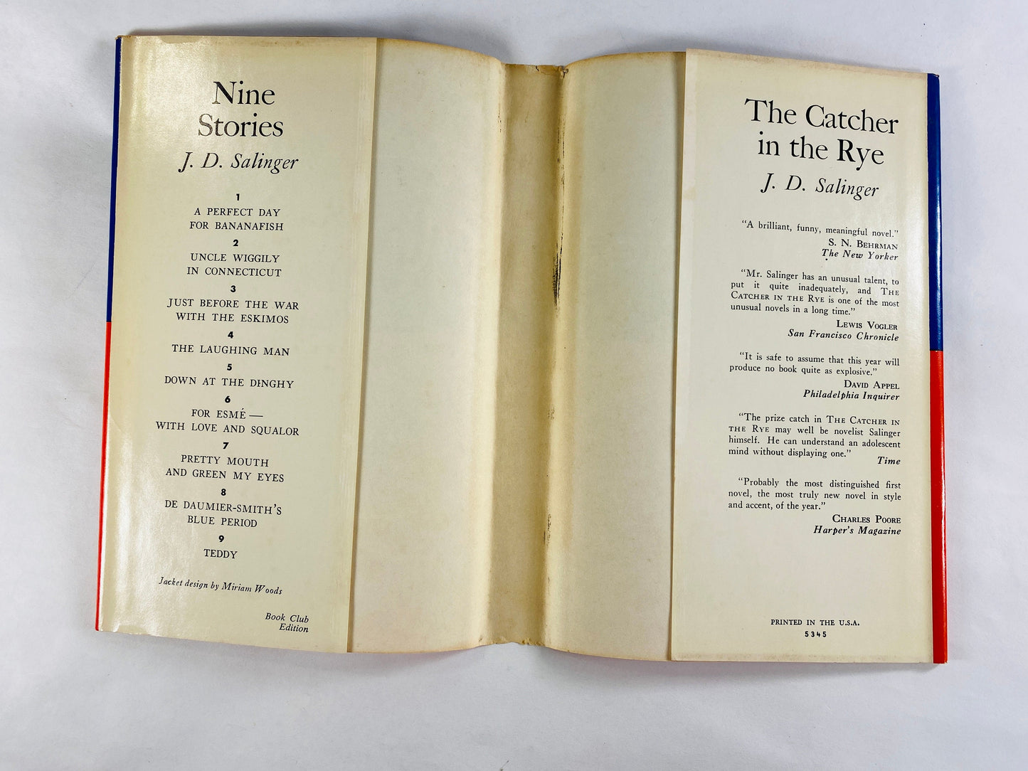 JD Salinger Nine Stories EARLY PRINTING vintage book circa 1953 by author of Catcher in the Rye. Banafish Daumier Teddy Down at Dinghy