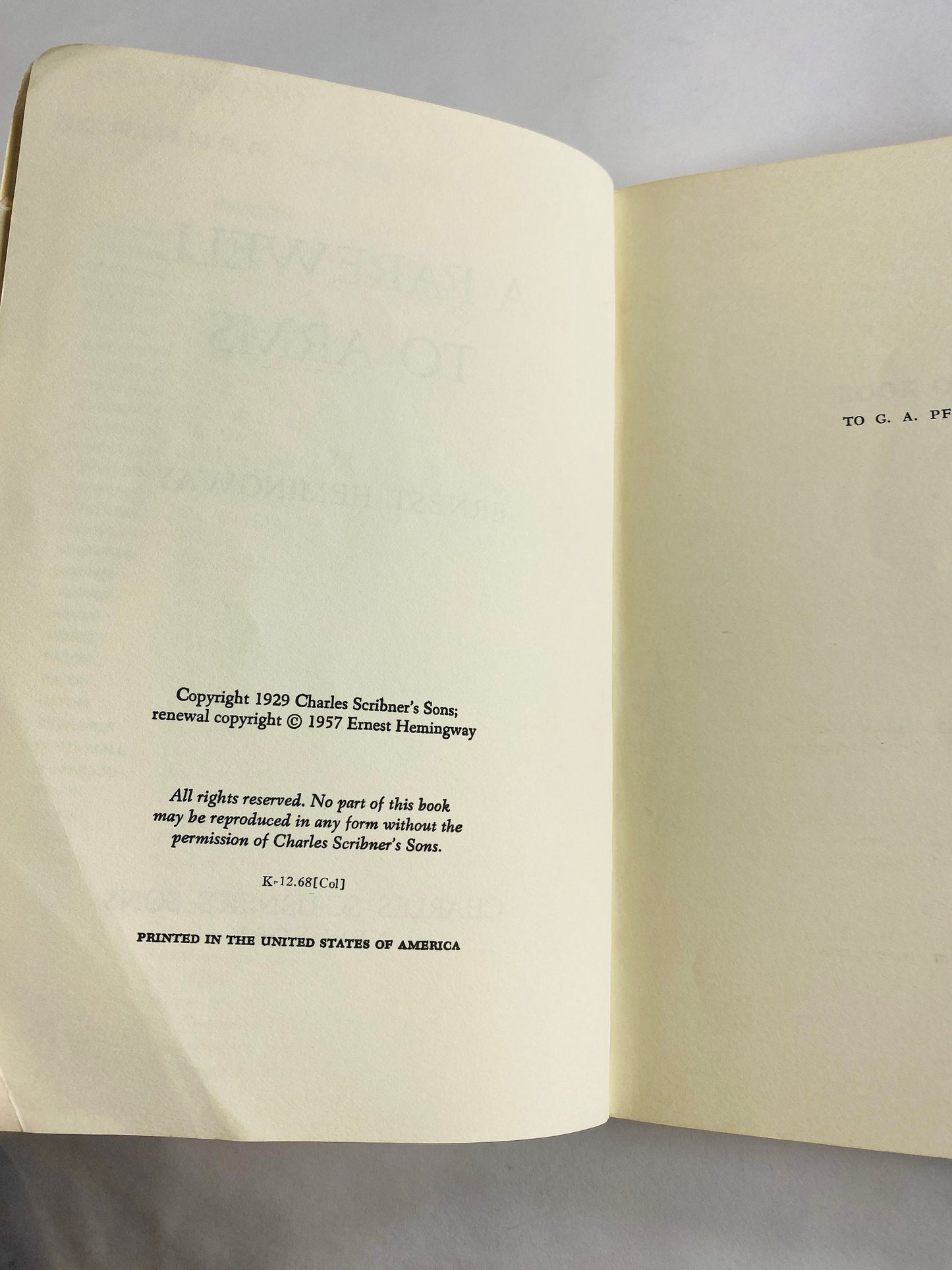 Ernest Hemingway Farewell to Arms vintage Scribner's Library vintage paperback book circa 1957 Heavily marked notes Please see pictures