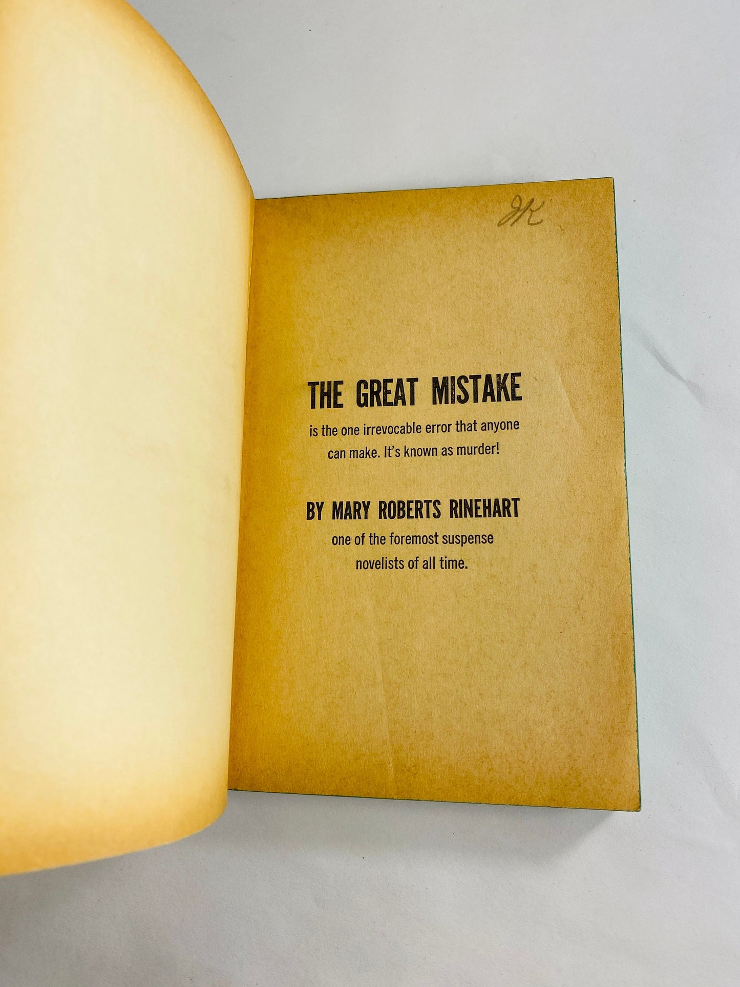 Great Mistake by Mary Roberts Rinehart vintage Dell Mystery paperback book circa 1964 Murder leads to scandal at a wealthy woman's mansion