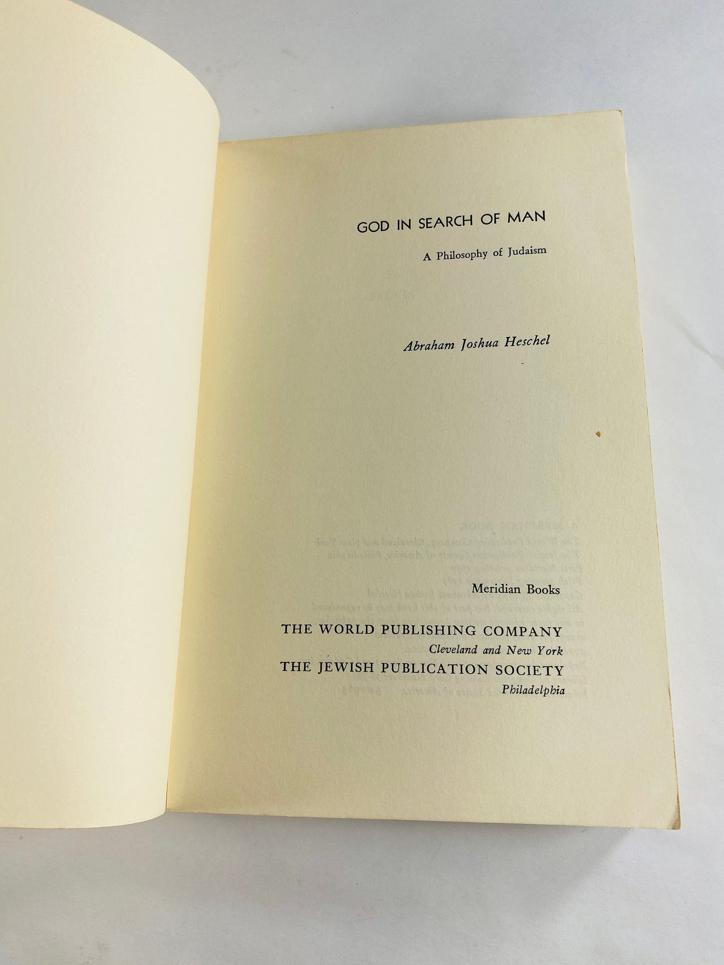 1959 God in Search of Man by Abraham Joshua Heschel vintage paperback book Human Existence Jewish philosopher moral teachings modern Judaism