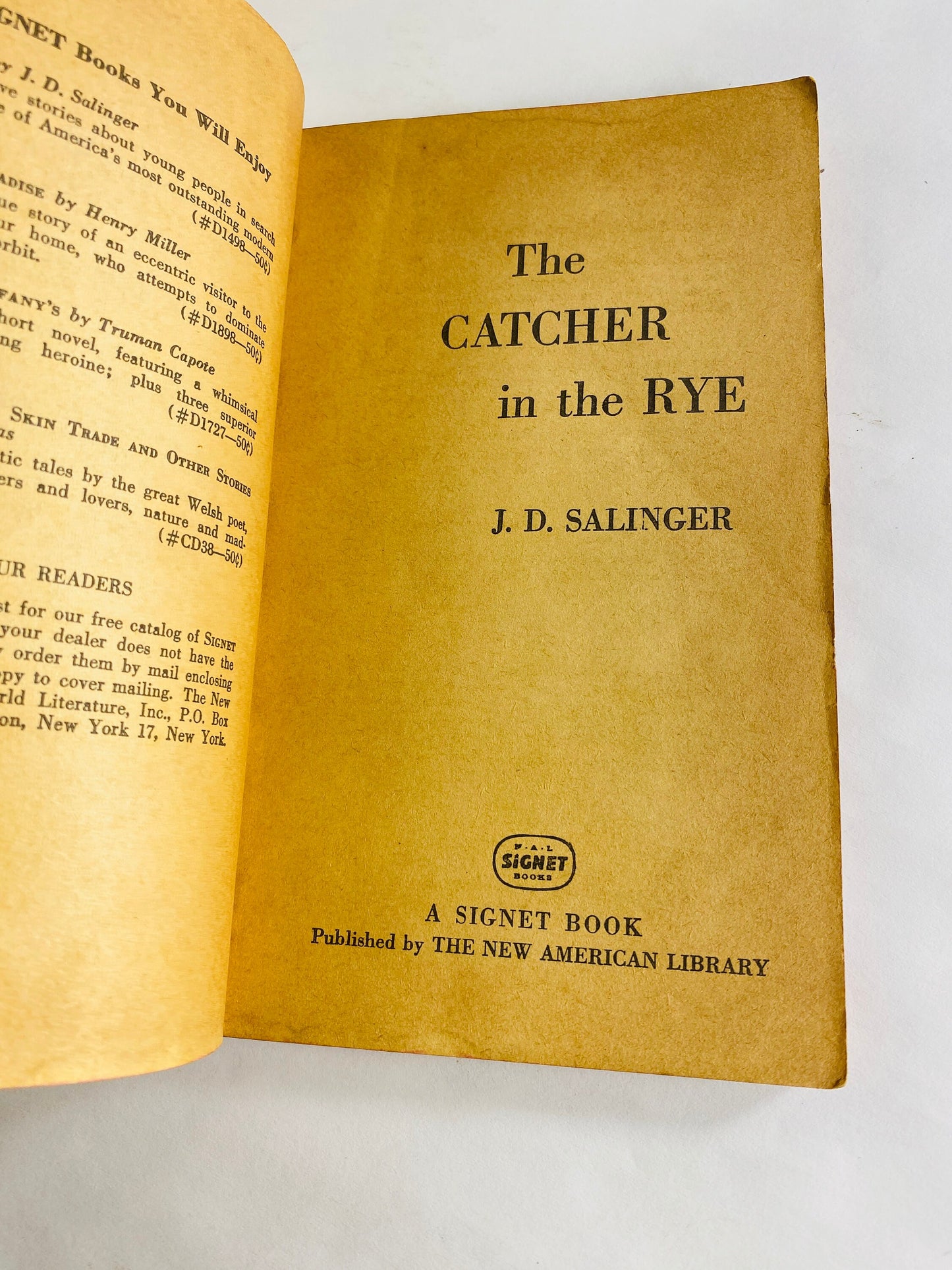 1961 Catcher in the Rye vintage book by JD Salinger EARLY PRINTING Teenage angst, isolation, death & mourning alienation Holden Caulfield