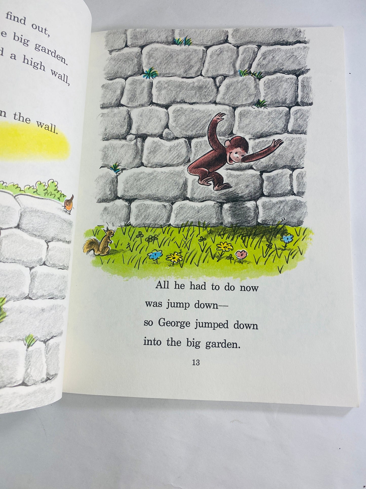 1971 Curious George Flies a Kite Vintage Scholastic paperback book by HA Rey Elementary school reader home decor