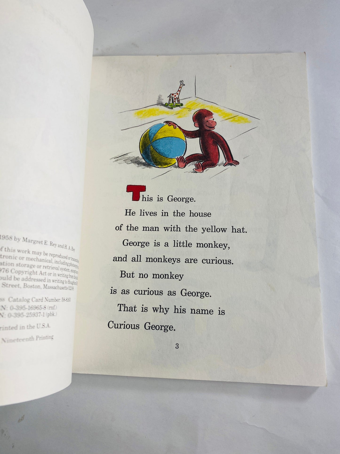1971 Curious George Flies a Kite Vintage Scholastic paperback book by HA Rey Elementary school reader home decor