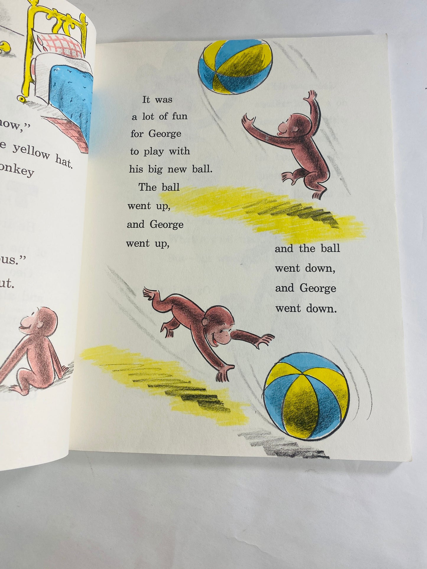 1971 Curious George Flies a Kite Vintage Scholastic paperback book by HA Rey Elementary school reader home decor