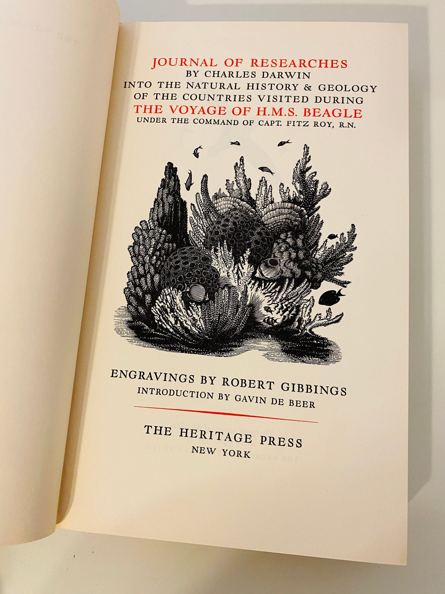 Heritage Press vintage book Charles Darwin's Journal of Researches Voyage of HMS Beagle LARGE vintage book circa 1957 outdoors nature gift