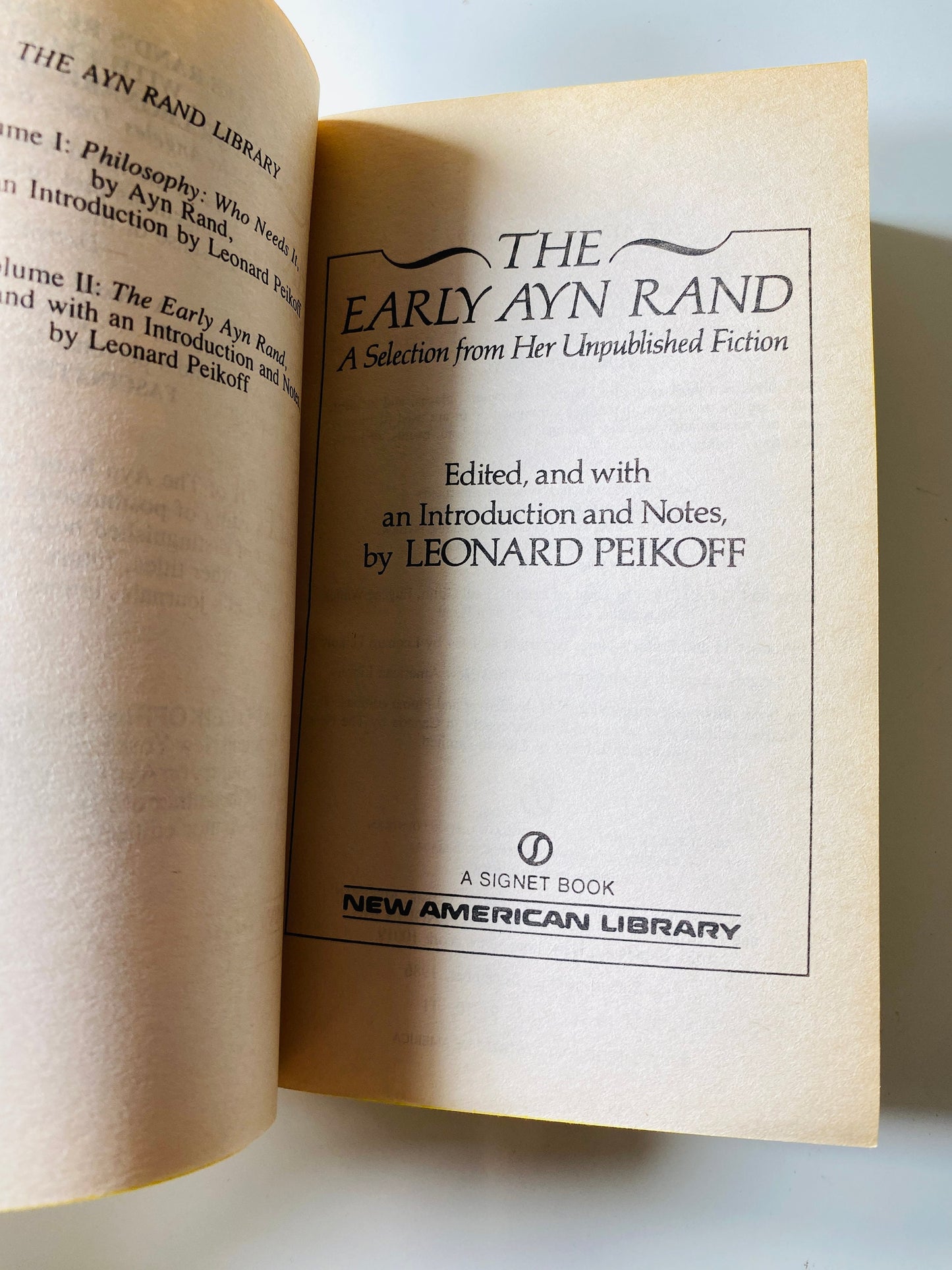 Early Writings of Ayn Rand EARLY PRINTING vintage Signet paperback book circa 1986 Objectivism novel by the author of Atlas Shrugged